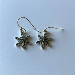 Silver Snowflake Dangle Earrings